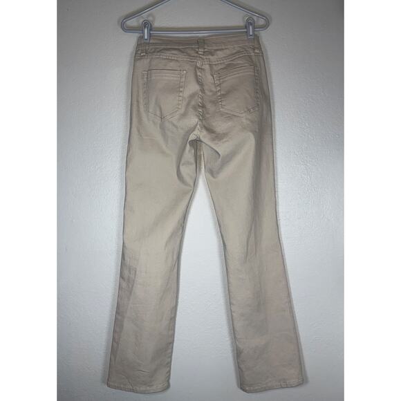 Vintage Straight Leg Khaki Jeans Pants Womens 6 Exposed Stitching Ramie Tan - Picture 6 of 8